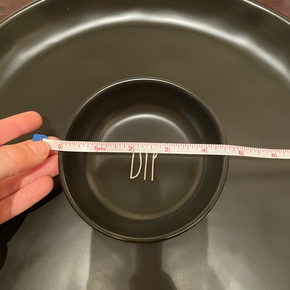 NIB Rae Dunn chips salsa dip bowl veggie ceramic platter tray matte black 14inch - Picture 6 of 8